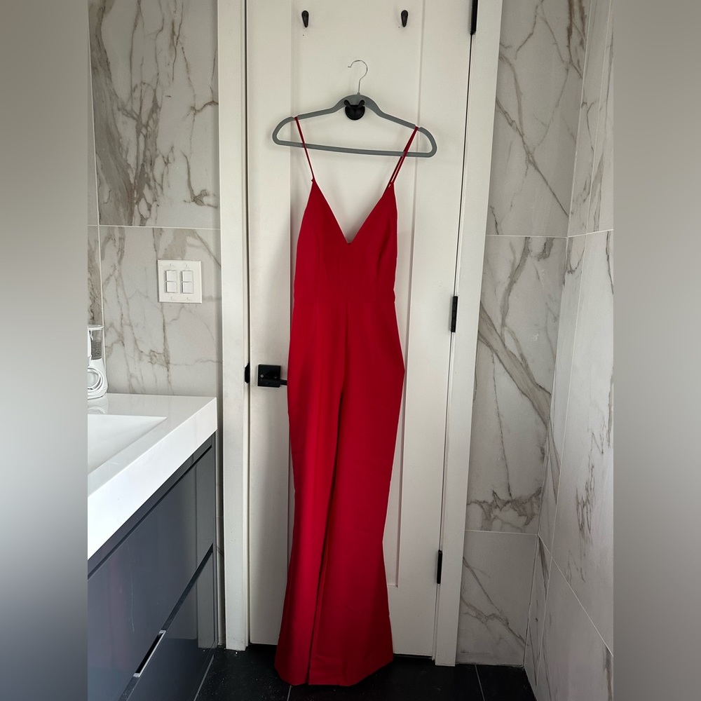 Red Jumpsuit V-Neck (never worn)